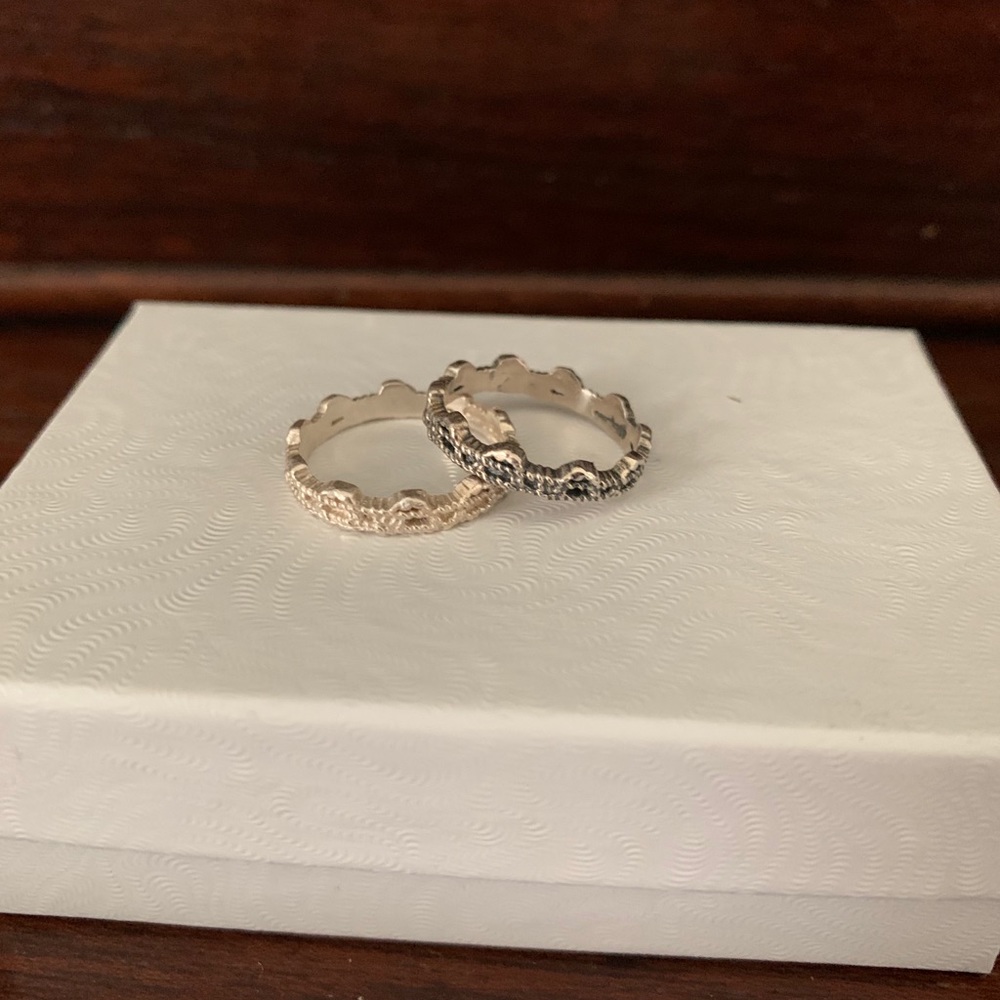 Mignon Faget Sterling Silver Crown Ring Set Size 5